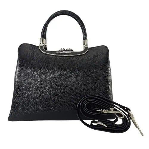 leather-bag-black-ショルダーストラップ 牛革バッグ黒