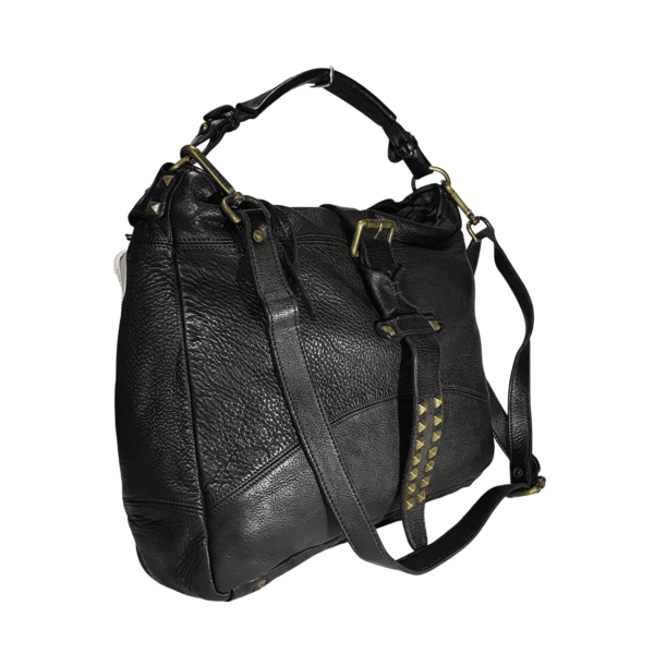 leather-bag-black-側面 黒の植物染めレザーバッグ