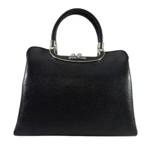 leather-bag-black-正面 IRIS 本革2WAY ハンドバッグ