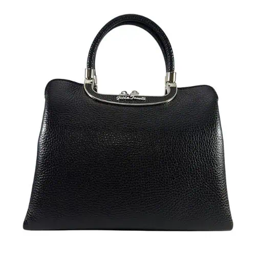 leather-bag-black-正面 Iris本革バッグ2wayハンドバッグ黒