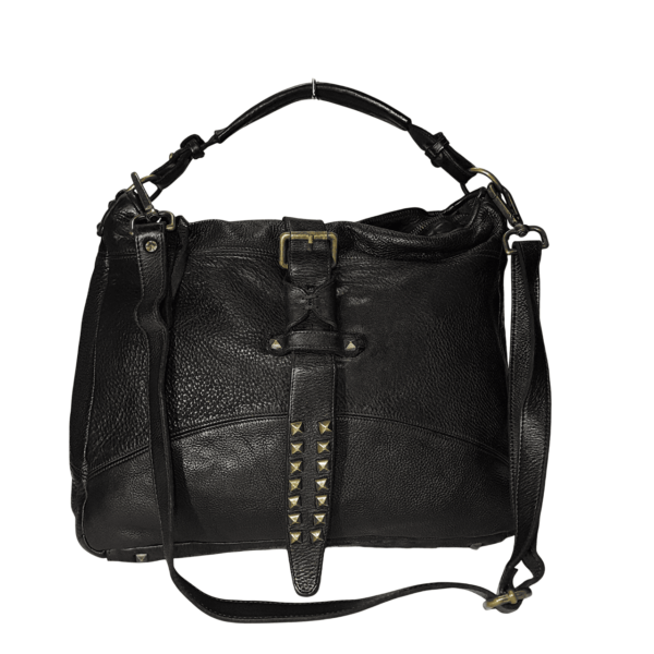 leather-bag-black-正面 黒の植物染めレザーバッグ