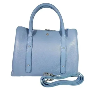 leather-bag-blue-ショルダーストラップ 牛革ハンドバッ青