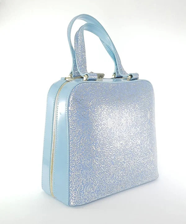 leather-bag-blue-側面 Venus本革バッグ2wayハンドバッグ青
