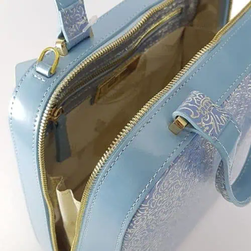 leather-bag-blue-内側 Venus本革バッグ2wayハンドバッグ青