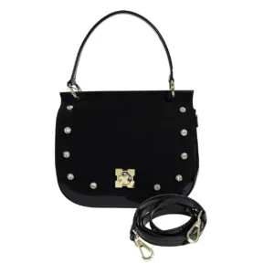 leather-bag-handbag-black-ショルダーストラップ 牛革バッグ2WAYハンドバッグ