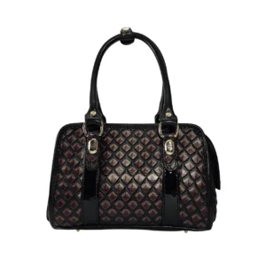 leather-bag-handbag-black-正面 CANIS 本革2WAY ハンドバッグ
