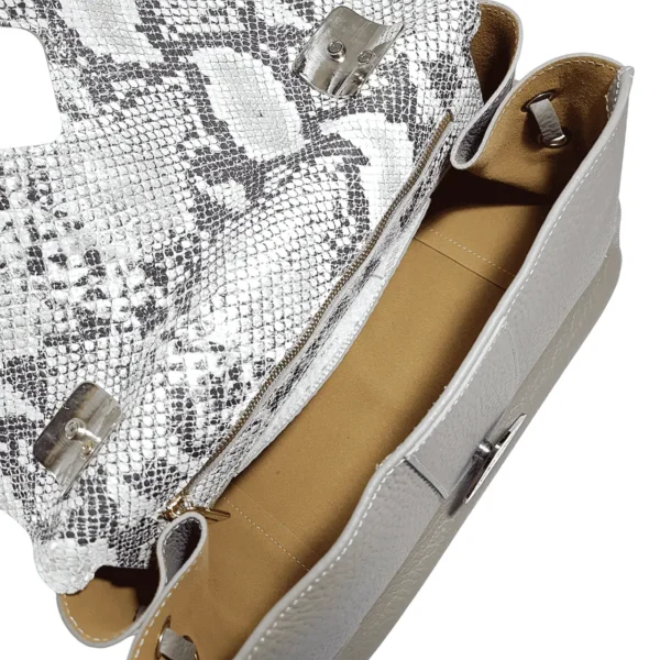 leather-bag-handbag-grey-内側 Selene本革バッグ2WAYハンドバッググレー