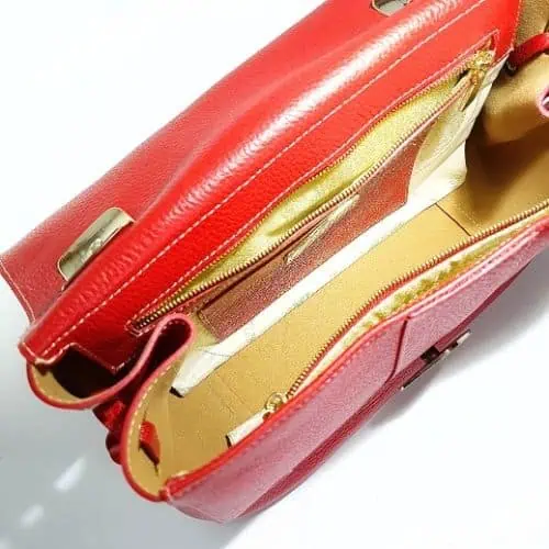 Metis本革バッグ2WAY赤いハンドバッグ