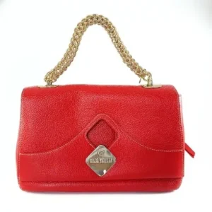 leather-bag-handbag-red-gold-正面 赤い牛革バッグ