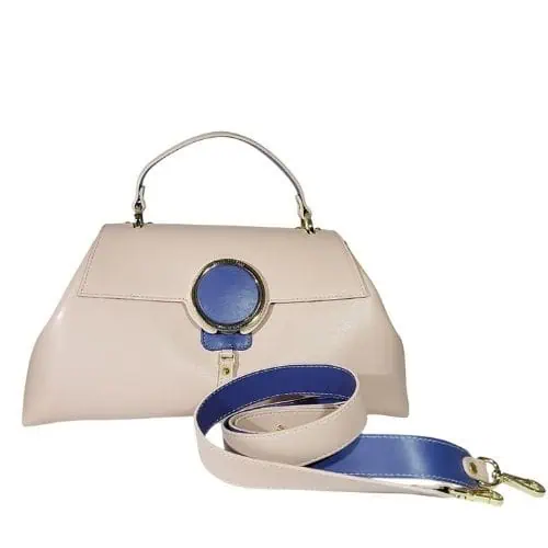 leather-bag-pink-ショルダーストラップ ピンクと紫の牛革バッグ