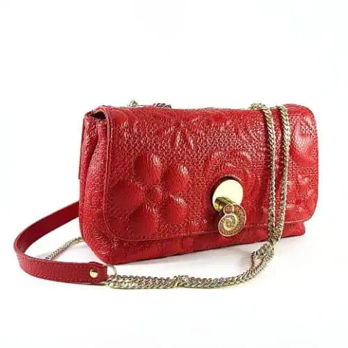 leather-bag-red-側面 Leda本革バッグ赤いショルダーバッグ