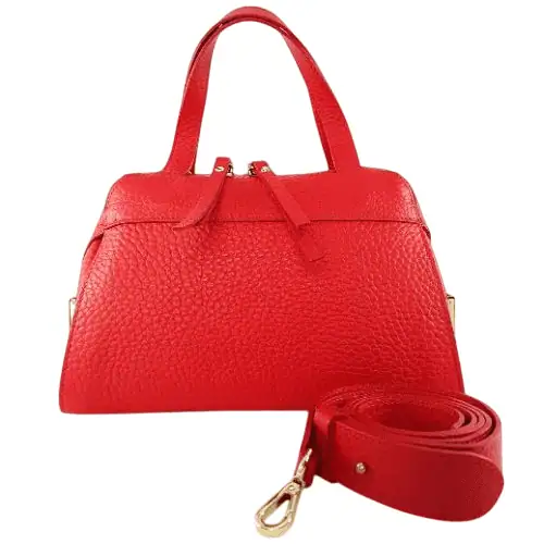 leather-handbag-red-ショルダーストラップ レディース赤い牛革ハンドバッグ