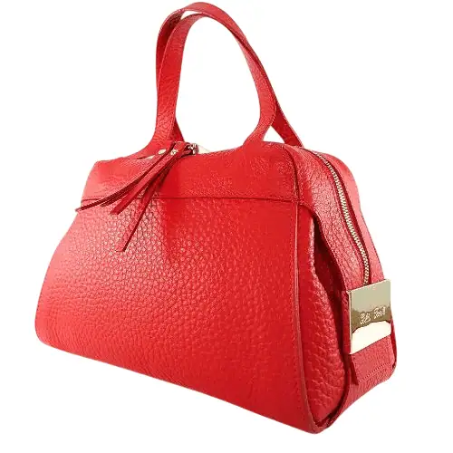 leather-handbag-red-側面 AMALTHEA本革バッグ2wayハンドバッグ赤い