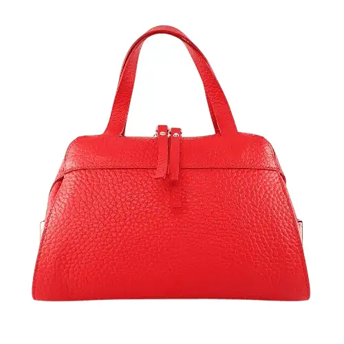 leather-handbag-red-正面 AMALTHEA本革バッグ2wayハンドバッグ赤い