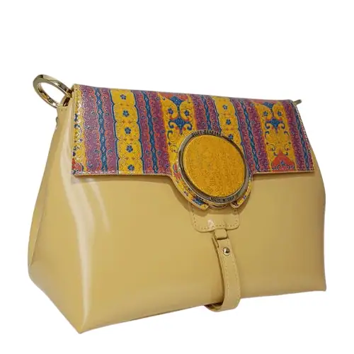 leather - shoulderbag-orange-側面 Spica本革バッグショルダーバッグオレンジ