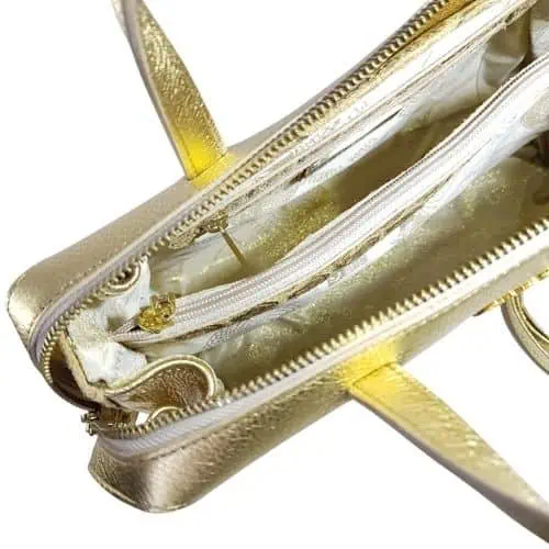 革 の バッグ-ハンドバッグ-ゴールド.3 Titania本革バッグ2wayハンドバッグゴルド