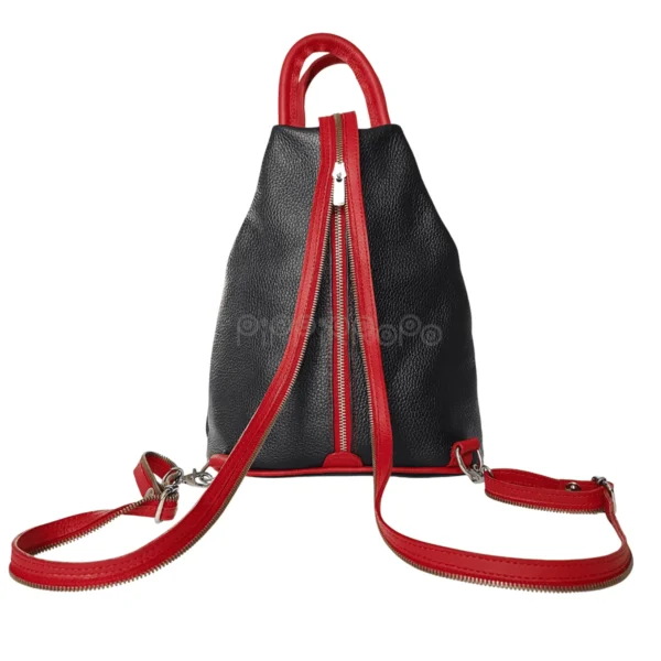 leather-backpack-black-red-ショルダーストラップ leather-backpack-black-red-behind