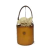 レディースバッグ-leather-brown-front with strap AURORA 本革2WAY ハンドバッグ