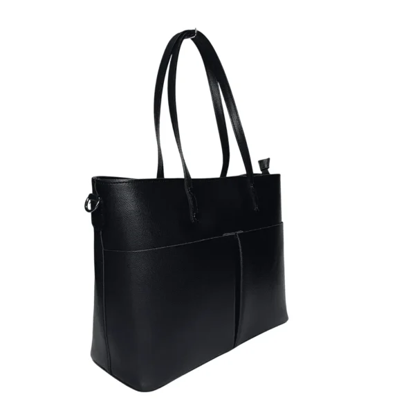 レディースバッグ-leather-totebag-black-side レディースバッグ-本革トートバッグ