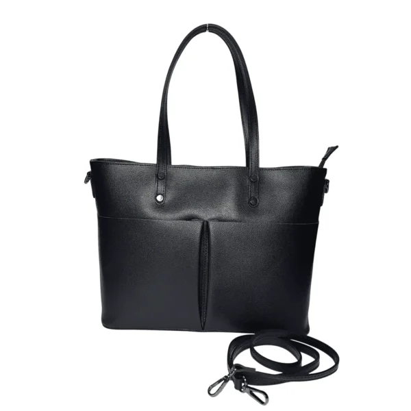レディースバッグ-leather-totebag-black-strap レディースバッグ-本革トートバッグ
